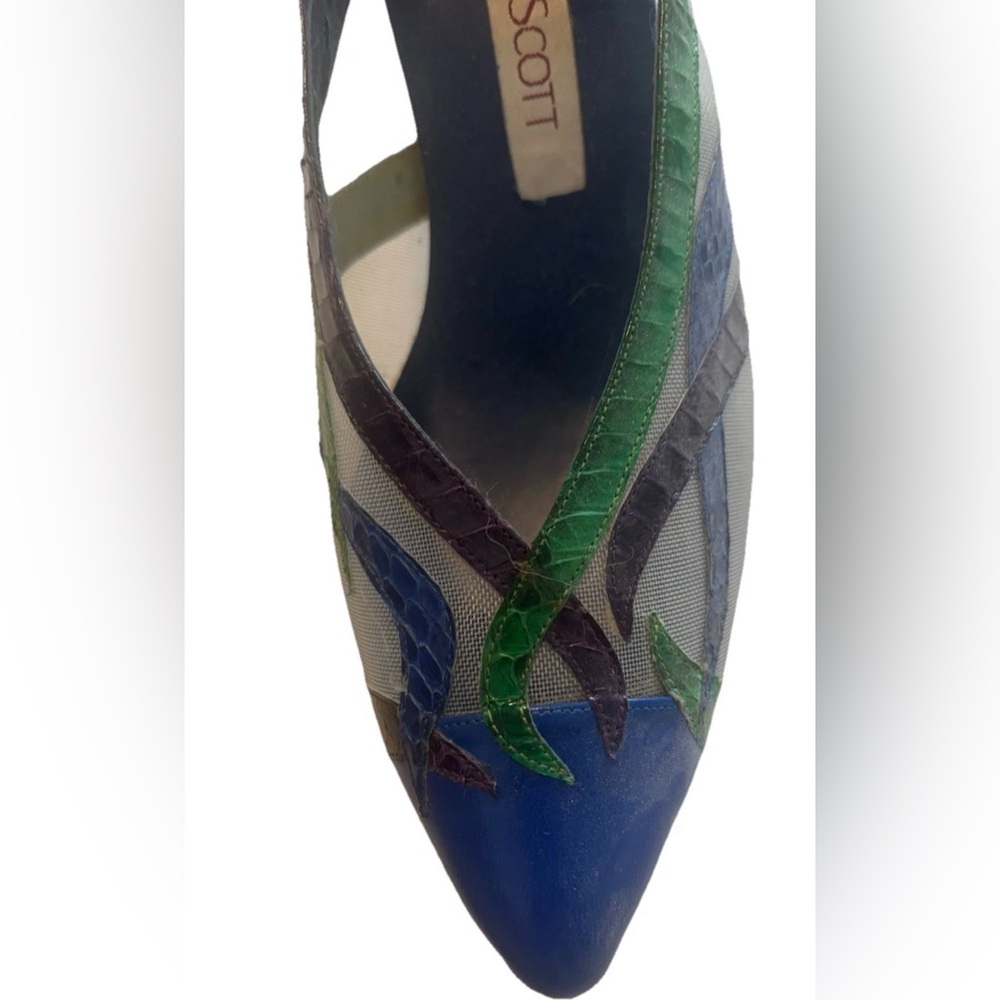 Rare Karen Scott Pumps Vintage Mesh Multicolor Panel Pointed Toe High Heel Pumps
